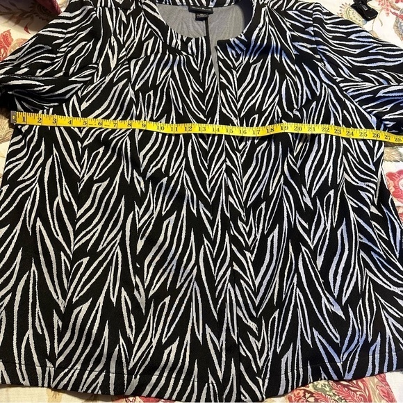Maggie Barnes Blazer Black & White Zebra Print 3/4 Sleeve Glam Edgy 80s 3X - Picture 8 of 10